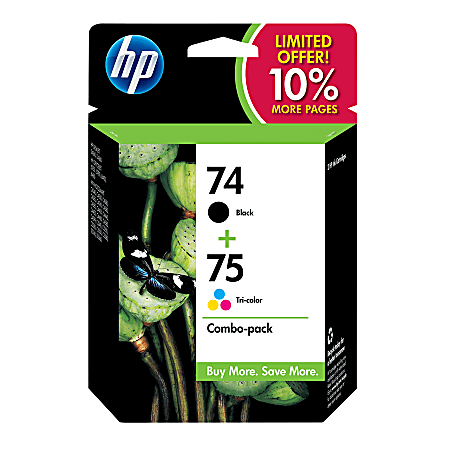 HP 74/75, Black/Tricolor Ink Cartridges (SD419AN), Pack Of 2