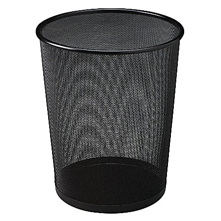 United Receptacle 30% Recycled Steel Mesh Round Wastebasket, 5 Gallons, Black