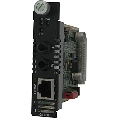 Perle C-100-M2ST2 Media Converter - 1 x Network (RJ-45) - 1 x ST Ports - 100Base-FX, 10/100Base-TX - 2 km - Internal