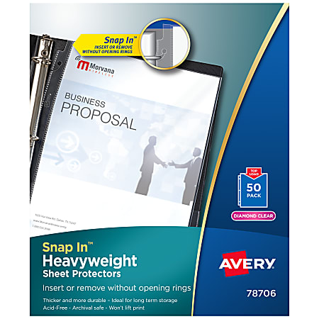 Avery® Snap-In Top-Loading Sheet Protectors, Letter Size, Clear, Pack Of 50