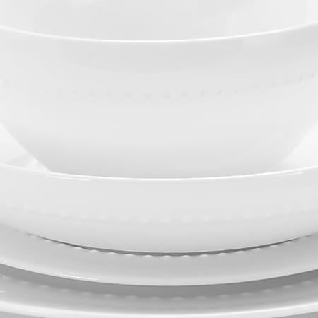 Gibson Elite Gracious Dining 16 Piece Bone China Double Bowl Dinnerware Set White Office Depot