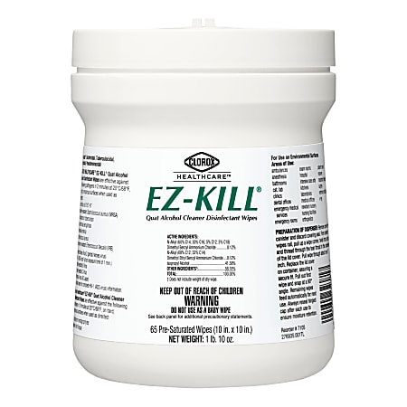 Clorox Healthcare EZ Kill Quat Alcohol Cleaner Disinfectant Wipes