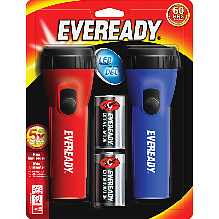 Eveready LED Economy Flashlight - LED - 9 lm Lumen - 1 x D - Alkaline - Battery - Polypropylene - Blue, Red Eveready LED Economy Flashlight - LED - 9 lm Lumen - 1 x D - Alkaline - Battery - Polypropylene - Blue, Red