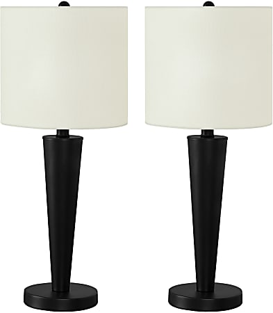 Monarch Specialties Shawn Table Lamps, 24”H, Ivory/Black, Set Of 2 Lamps