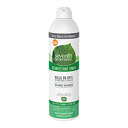 Seventh Generation Disinfectant Cleaner - For Day Care - Spray - 13.9 fl oz (0.4 quart) - Eucalyptus Spearmint & Thyme Scent - 1 Each - Clear