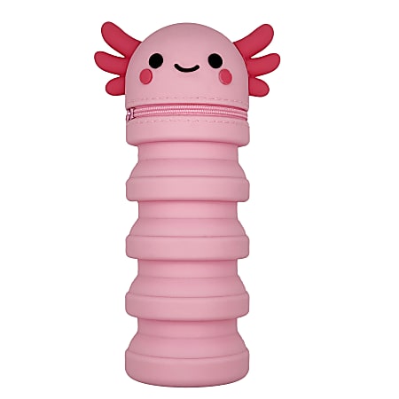 Little Yellow Bicycle® Silicone Pencil Case, Axolotl, 2-3/4" x 9", Pink