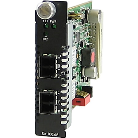 Perle CM-100MM-S2LC20 Media Converter - 2 x LC Ports - DuplexLC Port - 100Base-FX, 100Base-LX - Internal