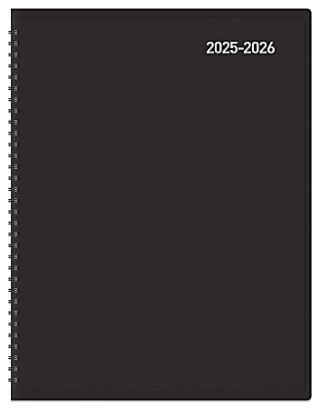 2025-2026 Office Depot® Brand 14-Month Weekly/Monthly Academic Planner, Vertical Format, 8" x 11", 30% Recycled, Black, July 2025 To August 2026