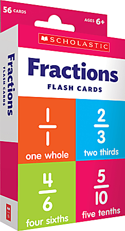 Scholastic Fractions Flash Cards, 6-5/16”H x 3-7/16”W, 2nd Grade, Pack Of 56 Cards