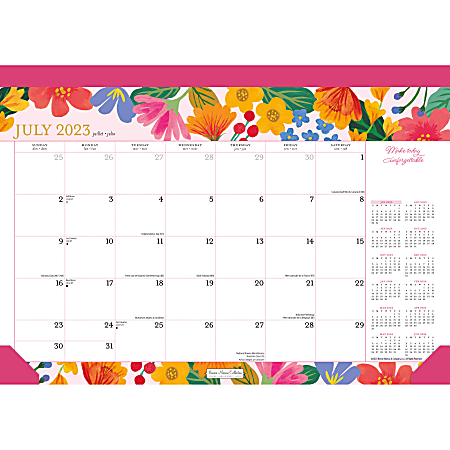 2023-2024 Plato 18-Month Monthly Desk Pad Calendar, 11" x 15-1/2", Bonnie Marcus, July To December