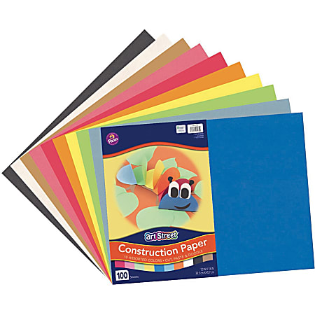 Rainbow® Super Value Construction Paper, 12" x 18", Assorted Colors, Pack Of 100