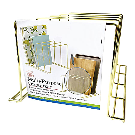 Better Houseware Steel 4-Section Vertical Organizer, Large, Brass