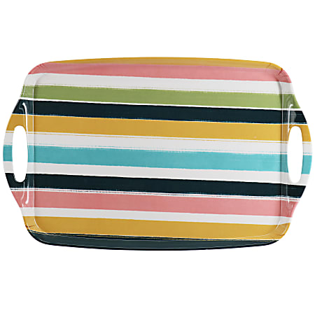 Gibson Home Tropical Sway Melamine Serving Tray, 19”, Multicolor Stripe