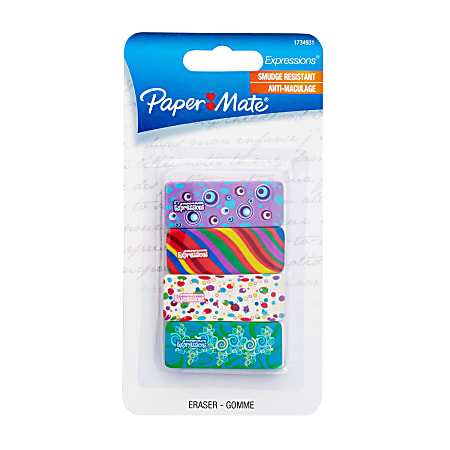 Paper Mate® Expressions Latex Free Mini Erasers, Assorted, Pack Of 4