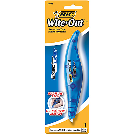 BIC Wite-Out Brand Exact Liner Correction Tape, 19.6 Feet, White, Fast, Clean and Easy to Use Tear-Resistant Tape, 1-Count