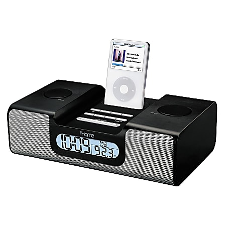 iHome® iH2B Home/Office Clock Radio For iPod®/MP3, Black