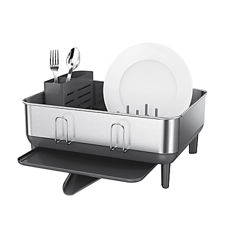 simplehuman Compact Dish Rack, 7-1/2”H x 15”W x 15-1/2”D, Gray