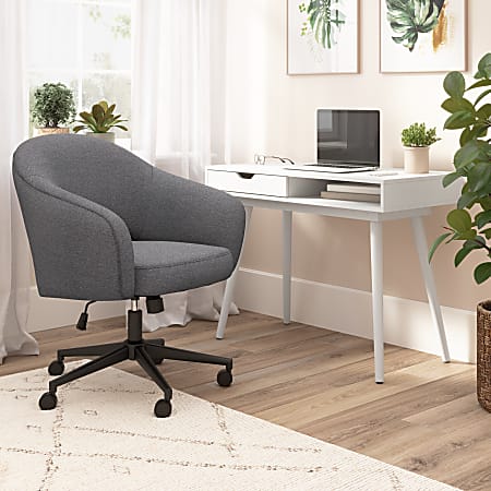 Bush Furniture Nora 40"W Small Writing Desk and Chair Set for Home Office, Pure White/Dark Charcoal Fabric, Standard Delivery
