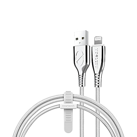 Naztech Titanium USB-To-Lightning Braided Cable, 6', White