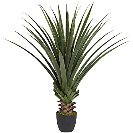 Nearly Natural 4'H Plastic Spiked Agave Plant With Pot, Green