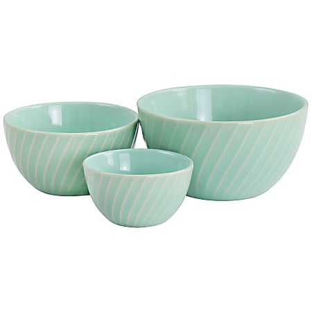 Martha Stewart 3-Piece Stoneware Mini Bowl Set, Mint