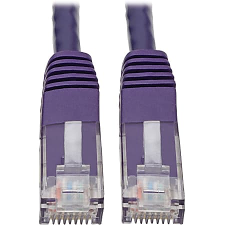 Tripp Lite Cat6 Cat5e Gigabit Molded Patch Cable RJ45 M/M 550MHz Purple 10ft - 1x RJ-45 Male Network - N200010PU