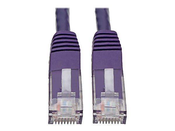 Tripp Lite Cat6 Cat5e Gigabit Molded Patch Cable RJ45 M/M 550MHz Purple 10ft - 1 x RJ-45 Male Network - 1 x RJ-45 Male Network - Gold Plated Contact - Purple