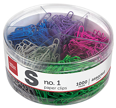 Plastiklips Paper Clips, Small (no. 1), Assorted Colors, 1,000/box | Bundle  of 5