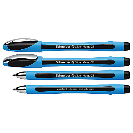 Schneider Slider Memo XB Ballpoint Pens, Extra Bold Point, 1.4 mm, Black Barrel, Black Ink, Pack Of 10