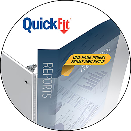 QuickFit Overlay 3 Ring Binder 3 D Rings SpreadSheet White - Office Depot