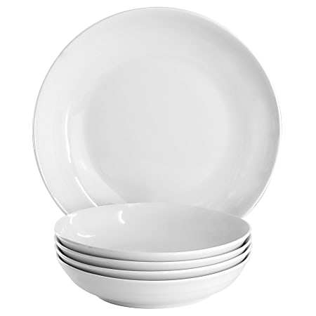 Gibson Home Great Essentials 5-Piece Fine Ceramic Serving Bowl And Pasta Bowl Set, White