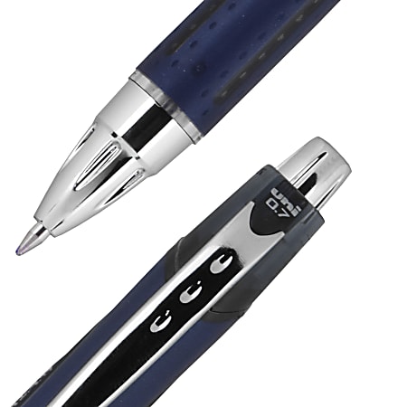 uni-ball® JetStream™ RT Retractable Ballpoint Pens, Fine Point, 0.7 mm,  Blue Barrel, Black Ink, Pack Of 3