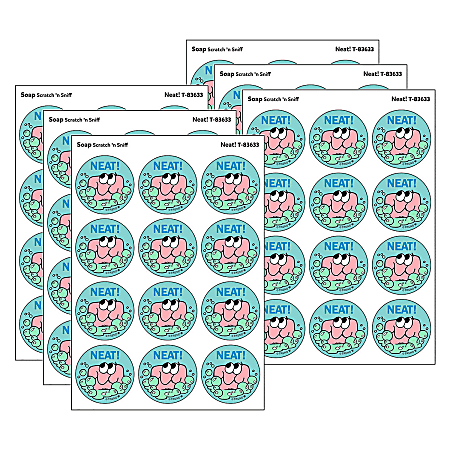 Trend Retro Scratch 'n Sniff Stinky Stickers, Neat!/Soap Scent, 24 Stickers Per Pack, Bundle Of 6 Packs