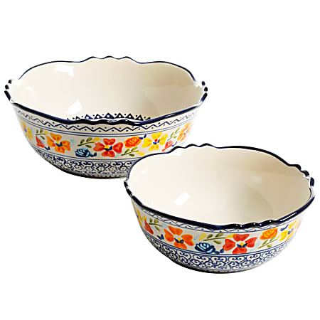 Gibson Home Luxembourg 2-Piece Stoneware Bowl Set, Multicolor