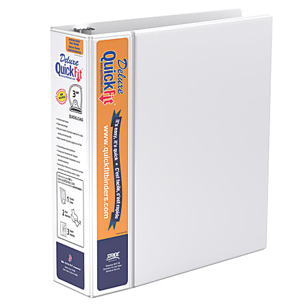 Stride® QuickFit® Space-Saving Deluxe View 3-Ring Binder, 3" D-Rings, 42% Recycled, White