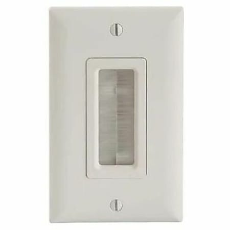Sanus In-Wall Cable Management Brush Wall Plate - White - 1 x Socket(s) - 1-gang - Wall Mount - White