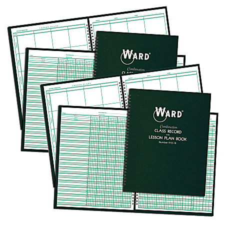 WARD Combination 9-10 Week Class Record + 8 Period Lesson Plan Book, Pack Of 2