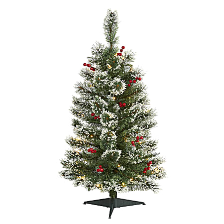 Nearly Natural Frosted Swiss Pine Artificial Christmas Tree, 3’H