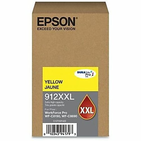 Epson DURABrite Pro 912XXL Original Extra High Yield Inkjet Ink Cartridge - Yellow Pack - 8000 Pages