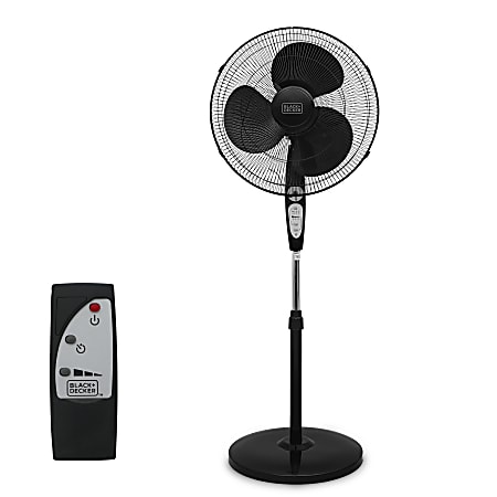 Black+Decker 18" Pedestal Stand Fan, 52"H x 16-1/2"W x 16-1/2"D, Black