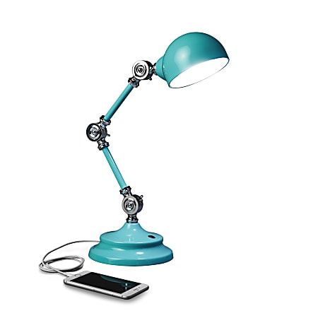 OttLite® Wellness Series® Revive LED Desk Lamp, Adjustable Height, 15-1/2"H, Turquoise Shade/Turquoise Base