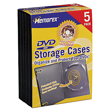 Memorex® DVD Video Cases, Black, Pack Of 5