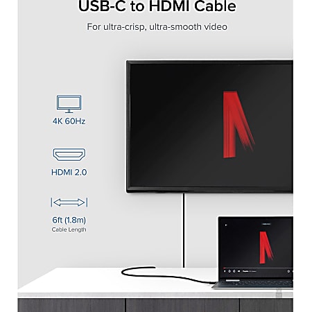 VisionTek USB C / Thunderbolt 3 to HDMI 2.0 2 Meter Cable (M/M)