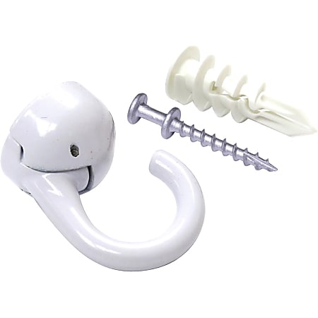 Hangman Indoor/Outdoor Elephant Hook, 30 lb (13.61 kg), 100 lb (45.36 kg) Capacity, 1"H x 4"W x 2"L, for Drywall, Wood, White