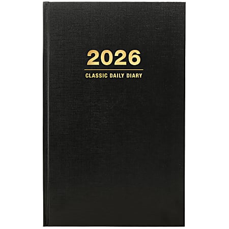 2026 Excello Brands Standard Diary Daily Journal Planner, 8" x 12.5", Black November 2025 - December 2026, (SDCY26-BK)