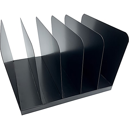 Huron Vertical Desk Organizer, 5 Compartment(s), Vertical, 7.75"H x 11"W x 12.50"D, Durable, Black, Steel