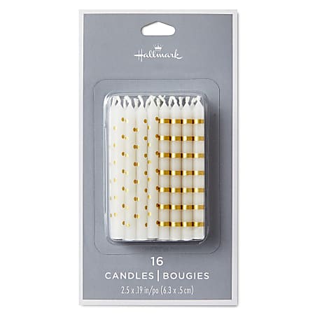 Hallmark Stripes and Dots on White Birthday Candles Pack