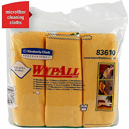 Wypall Microfiber Cloths - General Purpose - 15.75" x 15.75"- Eco-friendly, Absorbent, Durable, Launderable, Washable - Yellow - 6Pack - 4 / Carton