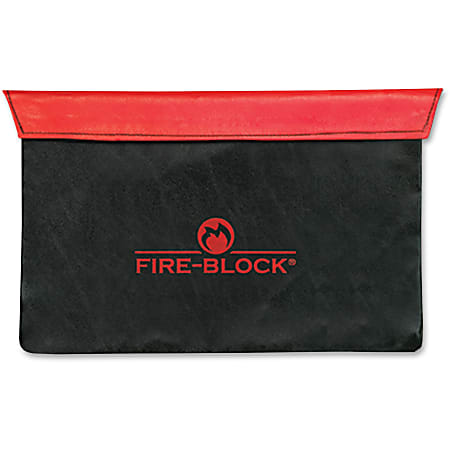 MMF Fire-Block Carrying Case (Portfolio) Money, Document, Passport - Red, Black - Fire Resistant, Damage Resistant Zipper, Heat Resistant - Kevlar Zipper, Brass Zipper - 10" Height x 15.5" Width