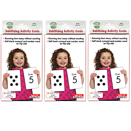 Primary Concepts Sensational Math™ Subitizing Activity Cards, 4-3/4" x 7-3/4", Kindergarten to Grade 1, 38 Cards Per Pack, Set Of 3 Packs